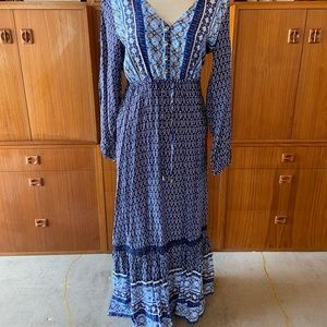 Grace & Co. Blue Patterned Maxi Dress